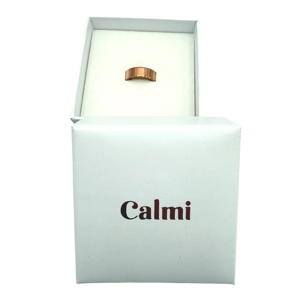 CALMI Gold Tone Magnetic Copper Therapy Ring Wide Band One Size NEW NIB
